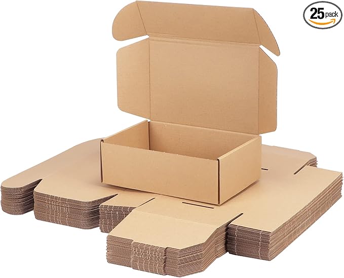 PHAREGE 9x6x3 inch Shipping Boxes Bulk 25 Pack Brown, Tab Lock Tuck Top Mailer Boxes for Packaging Small Business, Small Cardboard Gift Boxes for Wrapping Mailing Present
