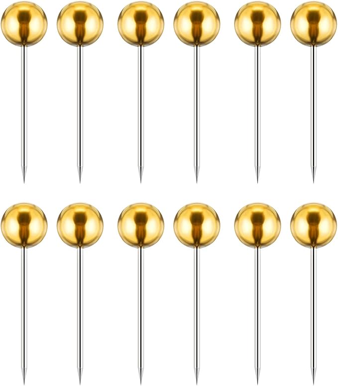 WILLBOND 500 Pack Map Push Pins Map Tacks Small Round Head Push Pins Thumb Tacks for Travel Picture Photo Bulletin Board Wall DIY Craft School Office Home(Golden,1/8 Inch)