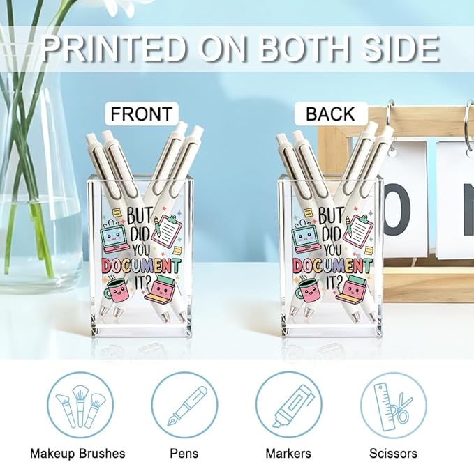 QYUVK But Did You Document It Acrylic Cosmetic Pencil Holder Cup, Pen Holder for Home Office Desk Accessories for Coworker Boss Nurse HR Assistant, Office Desk Pen Organizer, Funny Work Gifts