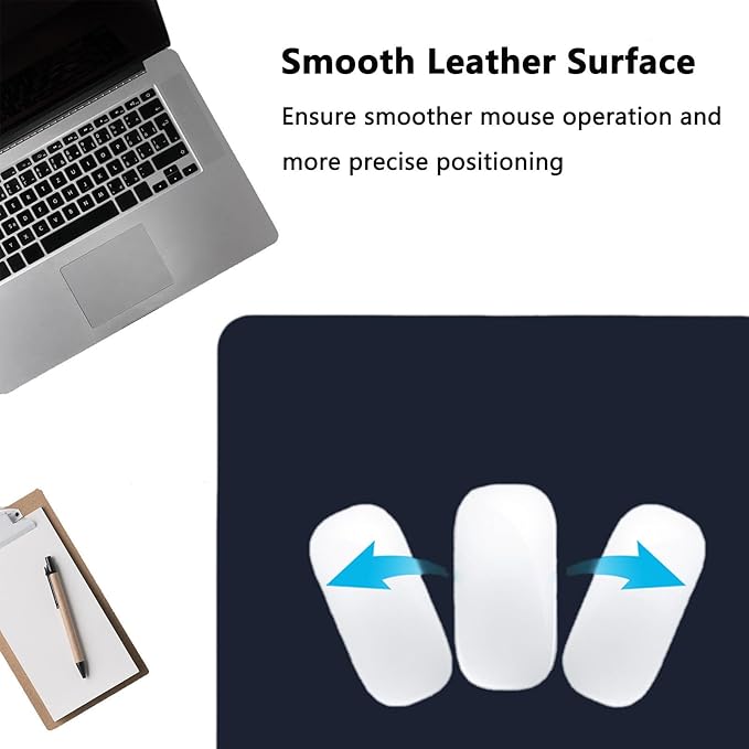PU Leather Desk Pad Protector Gaming Mouse Pad Non Slip Desk Mat for Keyboard and Mouse Waterproof Desk Writing Pad for Office and Home Desk Accessories(Dark Blue, 35.4 * 17.7)