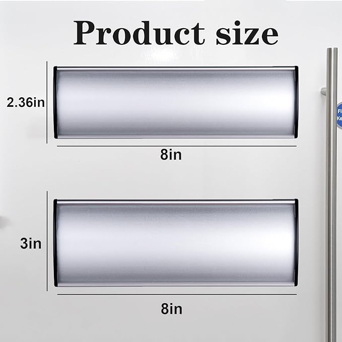 SINKAA 5 Pcs Office Name Plates Holder for Doors, 3 Inches x 8 Inches Curved Wall Mount Door Sign Holder, Silver Aluminum Sign Holder for Office Wall with Plastic Film and Adhesive Tape