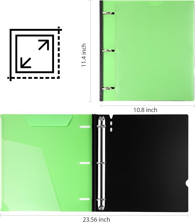 MAKHISTORY 1 Inch Telescoping 3 Ring Binder-12PCS, Flexible Binder with Customized Front Cover, Holds 225 Sheets, School Office Supplies, 4 Colors