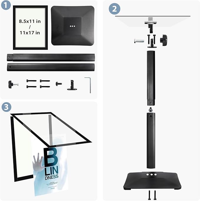 STANDNEE Heavy-duty 8.5x11 in Sign Stand Holder Floor Stand Sign, Poster Display Standing Signs with PVC Magnetic Frame & Heavy-duty pedestal, Black