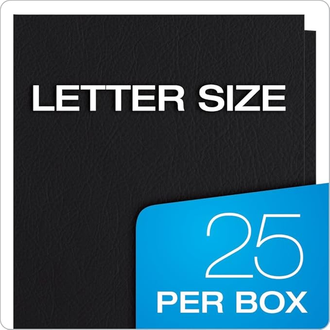 Oxford Twin-Pocket Folders, Textured Paper, Letter Size, Black, Holds 100 Sheets, Box of 25 (57506EE), 8-1/2 x 11
