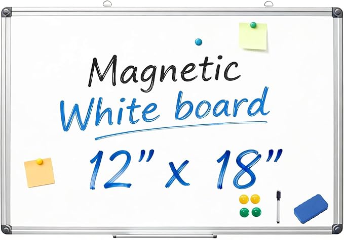 XIWODE 18x24 Inch Magnetic Dry Erase Whiteboard，Silver Aluminum Frame Wall-Mounted for Home School Office Conference Room
