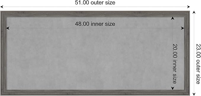 Amanti Art Grey Framed Magnetic Board 23x51 Oversize Vision Board for use with Magnets, 100% Metal Sheet to Display Items as Office Decor or for Home Organization in mudroom, Kitchen or Kids Room