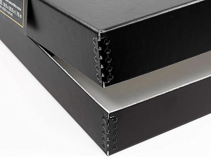 Lineco 16x20 Black Clamshell Archival Folio Storage Box, 1.75" Deep. Acid-Free with Metal Edge. Preserves Picture Longevity, Organize Photos or Documents, Crafts, DIY