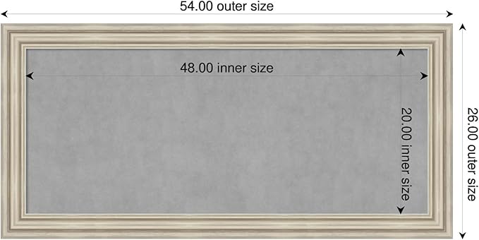 Amanti Art Silver Framed Magnetic Board 26x54 Oversize Vision Board for use with Magnets, 100% Metal Sheet to Display Items as Office Decor or for Home Organization in mudroom, Kitchen or Kids Room