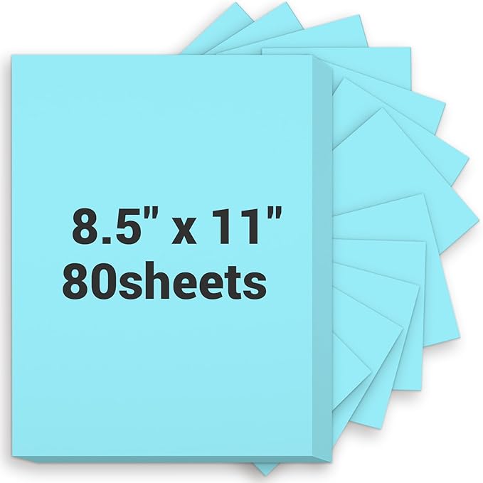 Cardstock 8.5 x 11, Thick Printer Paper 75 lb/200 gsm, 80 Sheets Card Stock Blue, Heavy Card stock, Art CardStock Paper for Invitations, Diy Cards, Business Cards, Menus, Crafts, Drawing etc