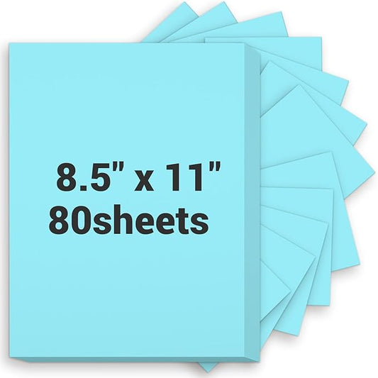 Cardstock 8.5 x 11, Thick Printer Paper 75 lb/200 gsm, 80 Sheets Card Stock Blue, Heavy Card stock, Art CardStock Paper for Invitations, Diy Cards, Business Cards, Menus, Crafts, Drawing etc