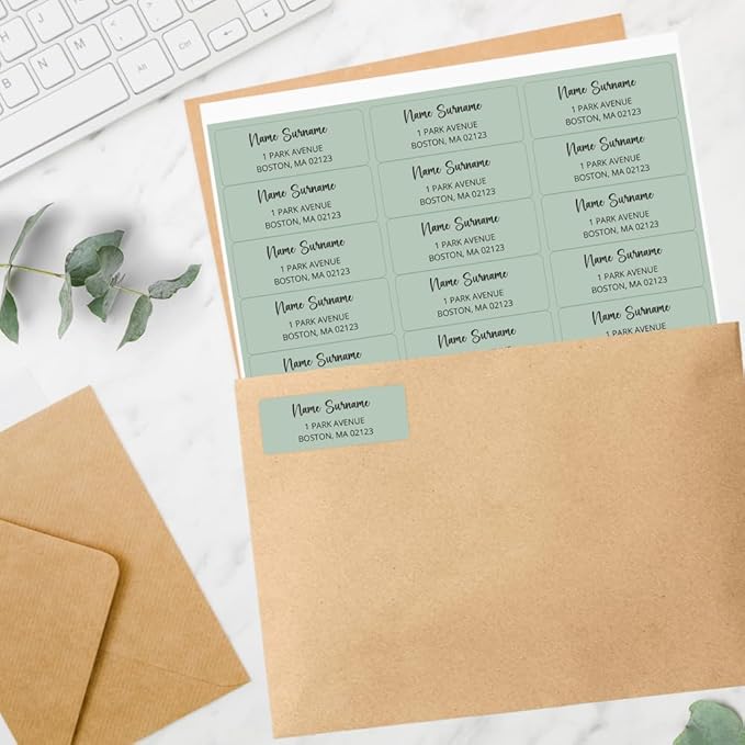 Dotty about Paper Personalized Sage Green Colorblock - Return Address Labels x 100