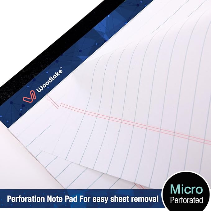 Woodlake Legal Pads 8.5 x 11, 6 Pack, Wide Ruled, Premium White Paper Pad No Ink Bleed, Micro‑Perforated, Sturdy Chipboard Back, 50 Sheets/Pad,for School, Office & Home, Made in USA