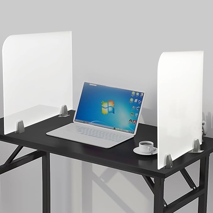 KONKENIE Acrylic Office Privacy Partition Indoor Desk Divider Guard Rectangle Desktop Privacy Panel Privacy Shield Screen for Classroom Office Reception Station Bakery Translucent (23x18x2”,2PCS)