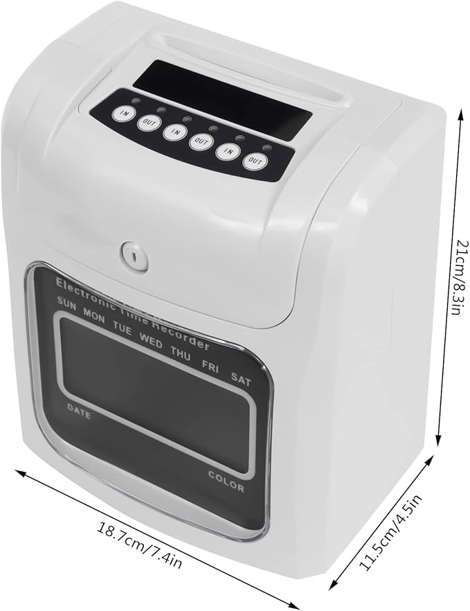 GXFCHYL Electronic Time Clock Calculating Time Clock Punch Machine Employee Attendance Punch Time Clock with 50-Piece time Cards and One Security Keys,Auto-Align Time Clocks for Small Business