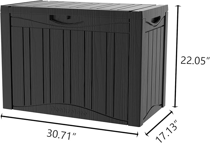 Yardgrace 50 Gallon Lockable Resin Outdoor Storage Box, Waterproof & Weather Resistant Deck Box for Patio Cushion, Garden Tools & Pool Accessories, Black