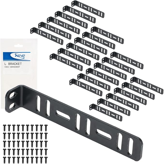ICC 6” Metal L-Shaped Cable Management Bracket, Vertical/Horizontal, Rack or Wall Mount, Pack of 25 – Cable Organizer for Data Centers and Network Racks