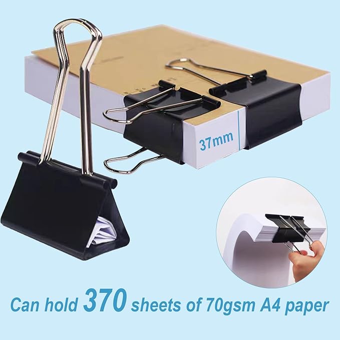 XIIFIIFII 3 Inch Extra Large Binder Clips (24 Pack), Black Jumbo Binder Clips, Heavy Duty Paper Clamps, Big Metal Paper Clips for Office, Home, School, Art Supplies
