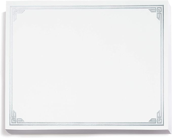 PaperDirect Silver on White Classic Specialty Certificates, 8½ x11, Foil Accents, 50 Count, Certificates And Awards Paper, For School, Work, Diplomas & Award Certificates