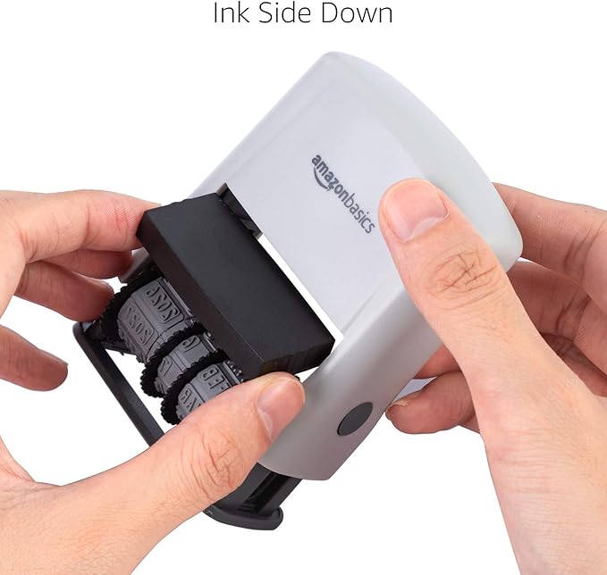Amazon Basics Self-Inking Date Stamp, Rectangular, 2.56" x 1.69" x 4.13"