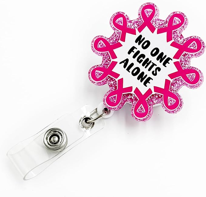 Breast Cancer Awareness Badge Reel Retractable Band ID Clip Cancer Awareness Ribbon Badge Clip Acrylic Name Badge Accessory for Cancer Oncology Nurse Breast Cancer Doctor Nurse