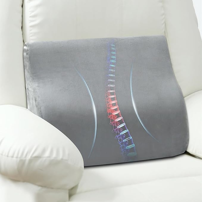 AHUAWA Back Support Pillow for Recliner Chair, Memory Foam Couch Back Cushions Ergonomic Large Lumbar Support Pillow for Lower Back Pain Relief, with Soft Velvet