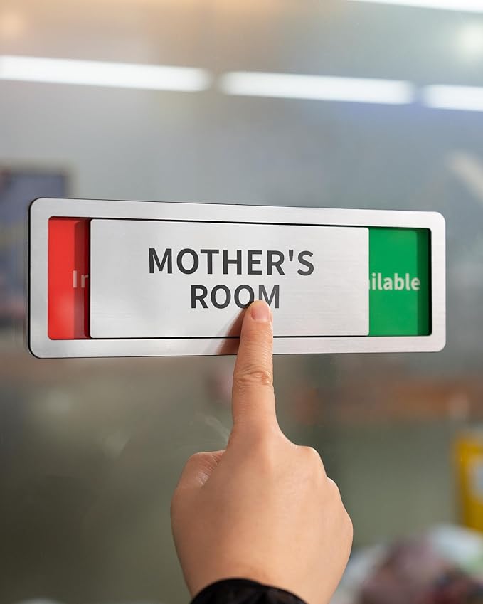 Mother's Room Door Signs, Do Not Disturb,Breastfeeding Door Sign, In Use/Available Slider Sign for Lactation Room, Privacy Vacant Occupied Nursing Signs，Brushed Silver