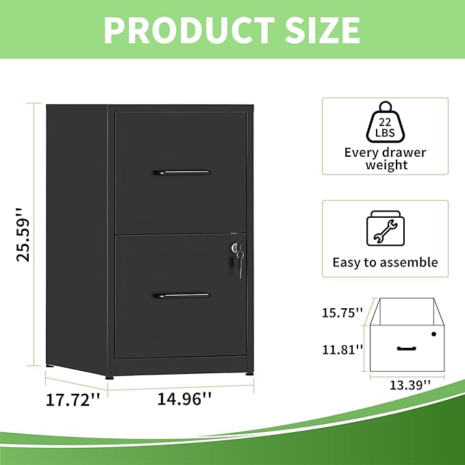 OPTYMIRA Metal File Cabinet with Drawer Heavy Duty Home Office Steel Vertical Filing Lockable Cabinets for Legal/Letter Size,Assembly Required