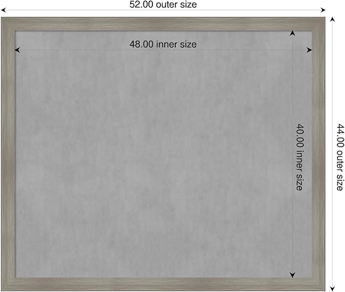 Amanti Art Grey Framed Magnetic Board 44x52 Oversize Vision Board for use with Magnets, 100% Metal Sheet to Display Items as Office Decor or for Home Organization in mudroom, Kitchen or Kids Room