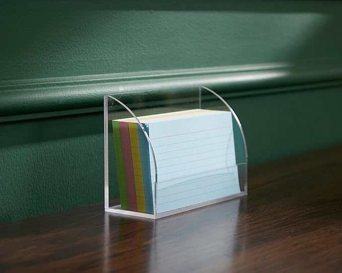 SEVENY 1 PACK 3x5 Acrylic Index Card Holder Business Card Display Stand for Desk File Note Clear Postcard Stand Index Card Rack Acrylic Business Card Stand for Office Business Classroom (No Card)