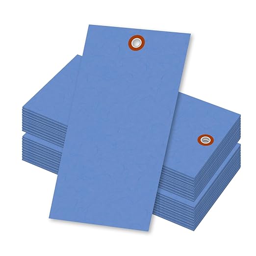 SmartSign (Pack of 100) 4.75 x 2.375 inch “Blue” Blank Tyvek Shipping Tags with Wire, Size #5, 8 mil Thick Tyvek