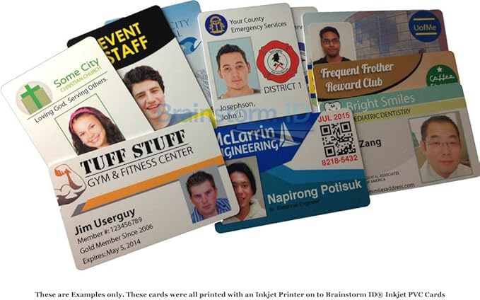 Inkjet PVC Cards (50 Pack) - Inkjet Printable PVC ID Cards with Brainstorm ID's Enhanced Ink Receptive Coating - Waterproof and Double Sided Printing - Works with Epson and Canon Inkjet Printers