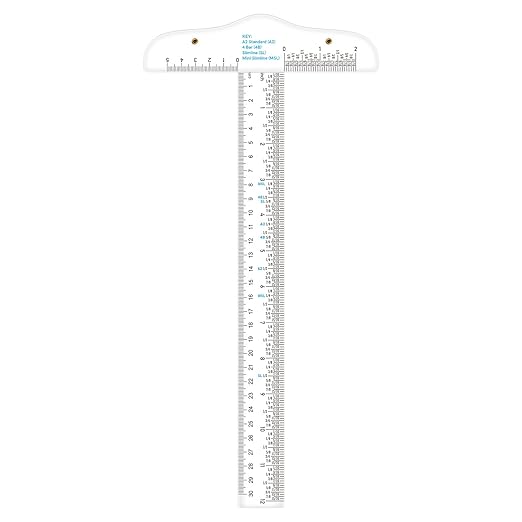 12" Clear Acrylic T-Square Ruler for Easy Reference While Crafting T-Square Ruler Hand Tool in Both Inches Metric Measurements Transparent Graduated T-Ruler Inch Metric T-Square Measuring Scale Ruler