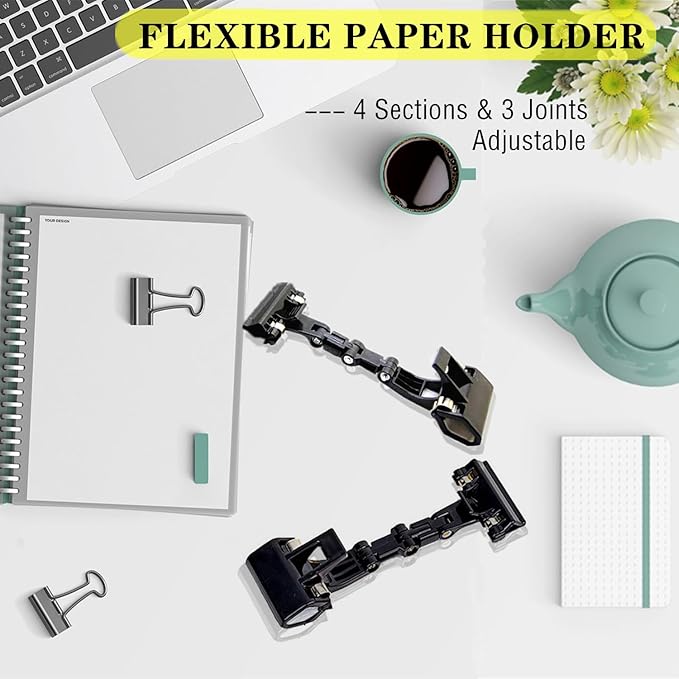 Adjustable Paper Holder Copy Holder,Flexible Rotating Clips,Handy Artist Supplies Holder Canvas Clamp,Proofing Folder Document Holder Computer Paper for Typing
