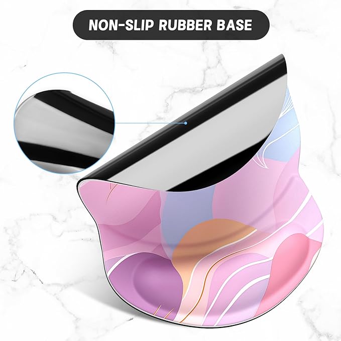 ITNRSIIET Ergonomic Mouse Pad with Gel Wrist Support Small Wrist Rest Smooth Surface Non-Slip PU Base Comfortable Office Supplies Pain Relief, 8.7 x 7.2 inches, Art Style Pattern