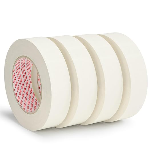 SWRT Masking Tape 1 Inch x 55 Yards – 4 Rolls (220 Yards Total), Strong Adhesive, Easy Tear, Clean Removal Painter’s Tape for Painting, Labeling, Crafts, Home & Office, White