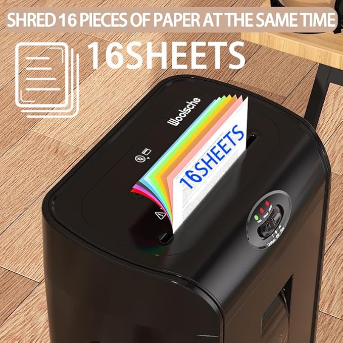 Paper Shredder, 16-Sheet Cross Cut with 4.76-Gallon Pull Out Basket, P-4 Security Level, 3-Mode Design Shred Paper and CD/Credit Card, Durable&Fast with Jam Proof System Shredder for Office