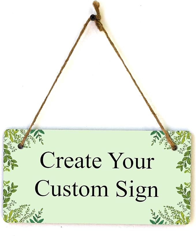 Signs ByLITA Greenery Wreath Personalized Hanging Wall or Door Sign (5 x 10") | Custom Signage for Your Home & Business