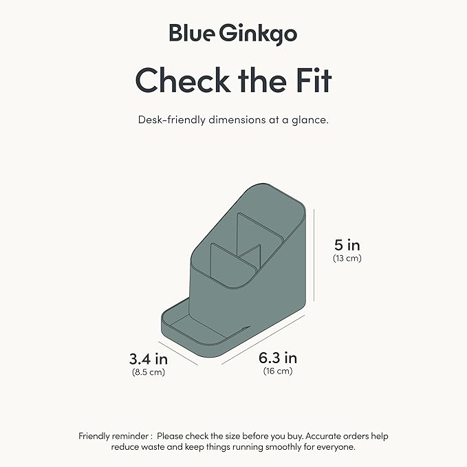 BLUE GINKGO Desk Holder – Korean-Made Office Organizer for Pencils, Pens, Notes, and Desk Supplies (Green)