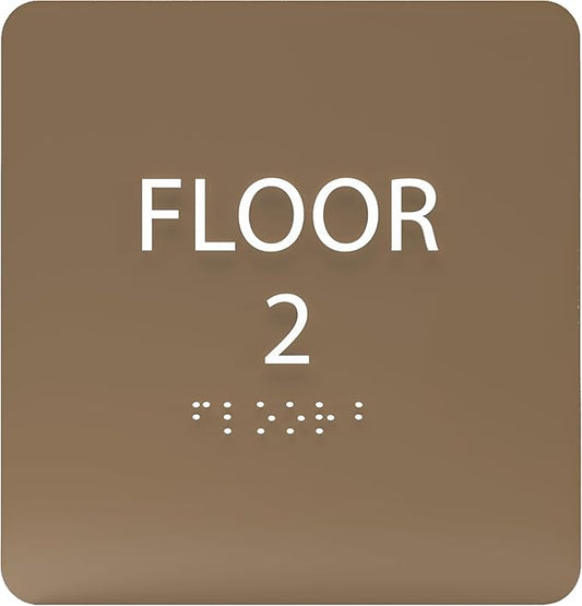Modern Olive ADA Floor 2 Sign with Braille – Made from Durable Acrylic and Ready to Mount