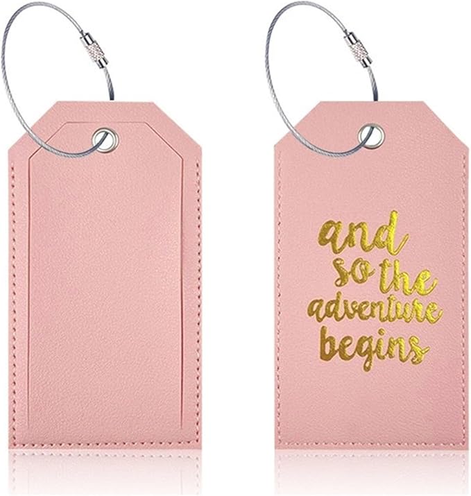 Portable Leather Travel Labels with Privacy Cover and Steel for Business Trips and Vacations Luggage Label for Travel