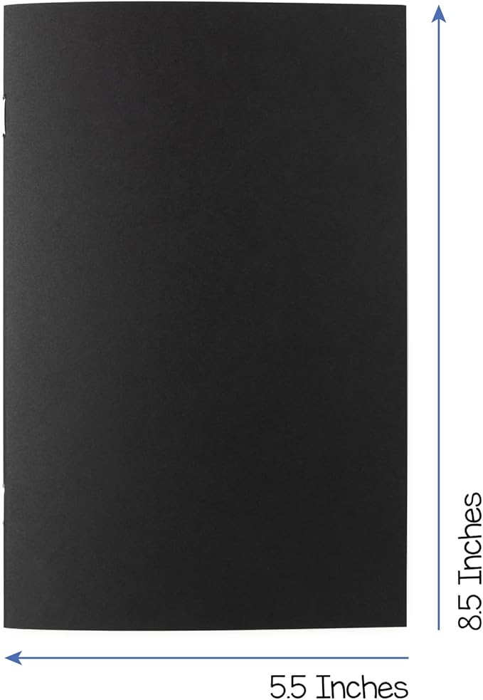 Hygloss Blank Books - Bulk 20 Pack – 5.5" x 8.5" A5 Black Paperback Blank Books for Kids to Write Stories, Doodle, Arts & Crafts – Plain Drawing Sketchbook, Unlined Journal, Notebook Without Lines