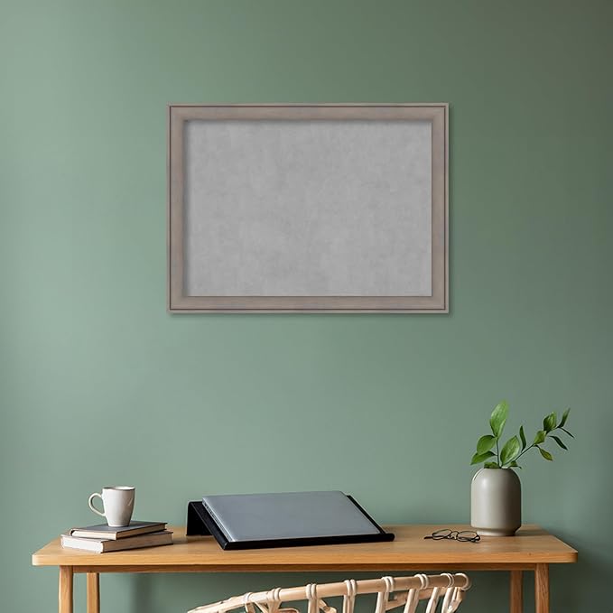 Amanti Art Grey Framed Magnetic Board 23x31 Medium Vision Board for use with Magnets, 100% Metal Sheet to Display Items as Office Decor or for Home Organization in mudroom, Kitchen or Kids Room