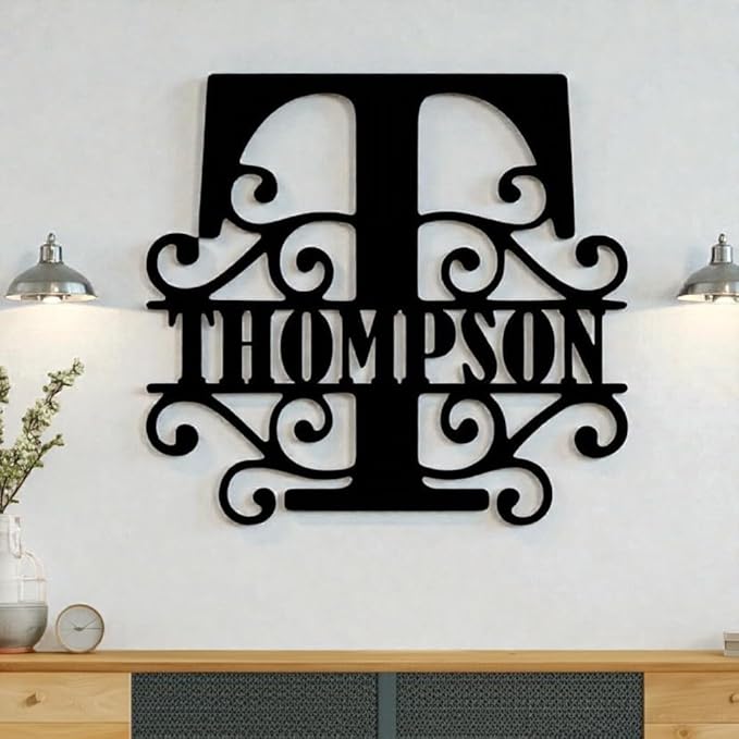 Custom Metal Signs | Personalized Monogram Name Sign | Outdoor Wall Art for Family Name | Custom Name Metal Sign, Last Name, Anniversary, Wedding Gifts for Women, Wife, Parents, couple (6'') (Design 8)