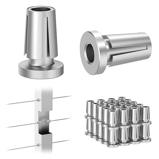 BLIKA Upgraded 40 Pack Stainless Steel Protector Sleeves for 1/8" 5/32" or 3/16" Deck Cable Railing, for Metal Posts, T316 Marine Grade, Cable Railing Protector Sleeves