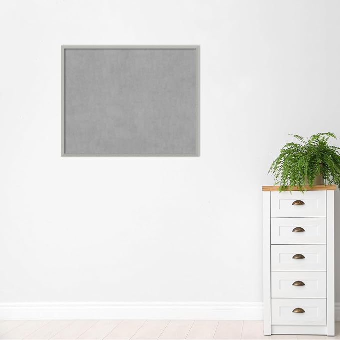 Amanti Art Silver Framed Magnetic Board 34x42 X-Large Vision Board for use with Magnets, 100% Metal Sheet to Display Items as Office Decor or for Home Organization in mudroom, Kitchen or Kids Room