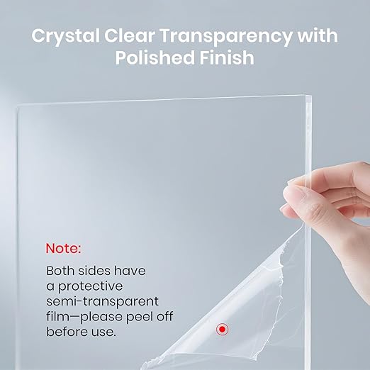 CALPALMY (2-Pack) 12x12 Inch Clear Acrylic Sheet - 1/4 Inch Thick Acrylic Plexiglass Panel for Laser Cutting, DIY Crafts, Signage, and Engraving Projects
