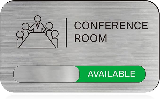 ANIWEY Acrylic Office Meeting Room Door Sign, 8.8 x 5.1 inches, Silver, Minimalist Style