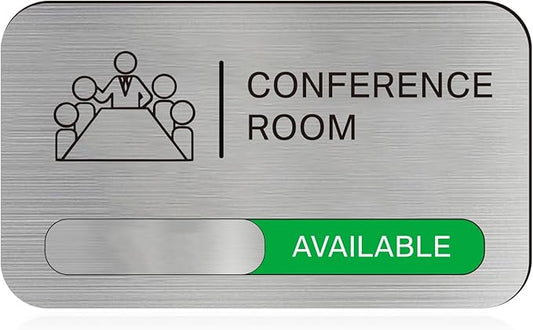 ANIWEY Acrylic Office Meeting Room Door Sign, 8.8 x 5.1 inches, Silver, Minimalist Style