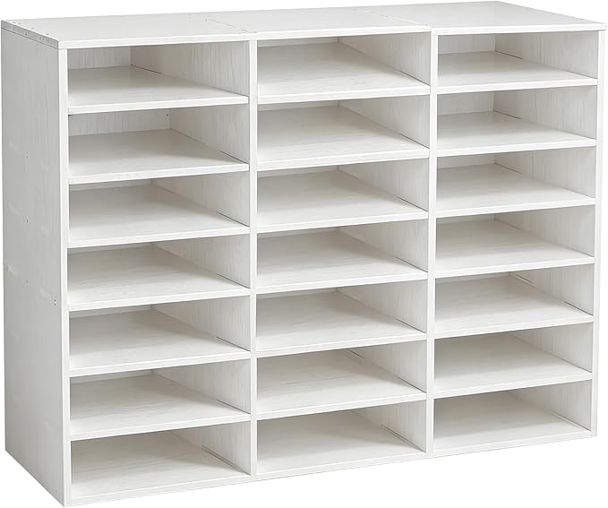 TUSAUW Literature Organizer, 21 Compartments Classroom Mailbox, Desktop File Sorter Mail Center, Paper and Mail Sorter Organizer for Office, Home, Classroom, or Mailrooms Organization, White