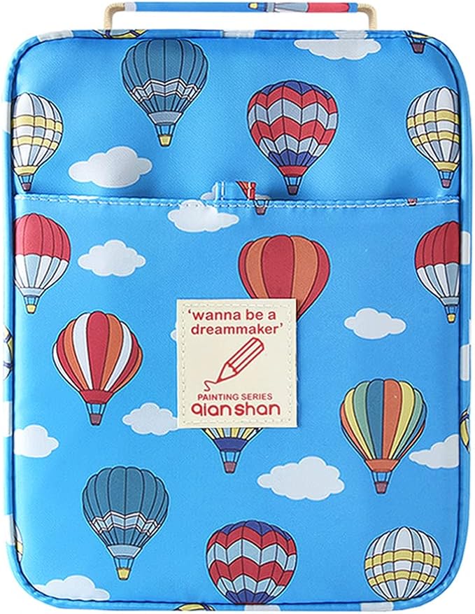 qianshan Pencil Case Holder Slot - Holds 202 Colored Pencils or 136 Gel Pens with Zipper Closure - Large Capacity Pen Organizer for Watercolor Pens or Markers - Perfect for Artist Blue Balloon